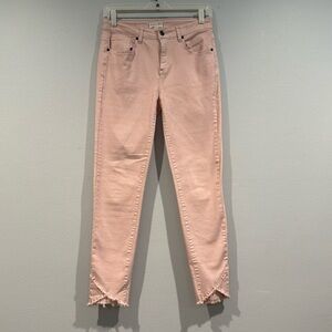 Harper Heritage Light Pink Mid Rise Skinny Distressed Denim Jeans - Size 27